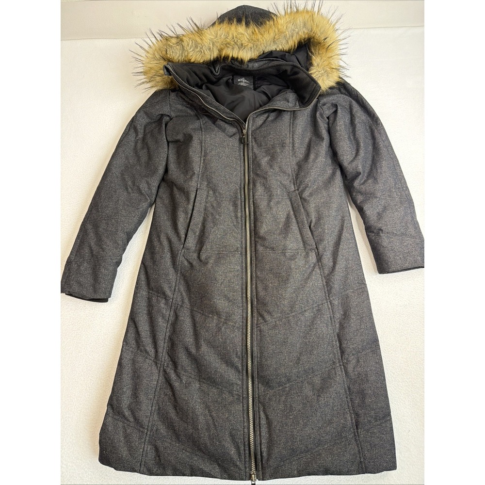 Prana Ronnie Womens Down Insulated Long Puffer Coat Charcoal Gray Size M
